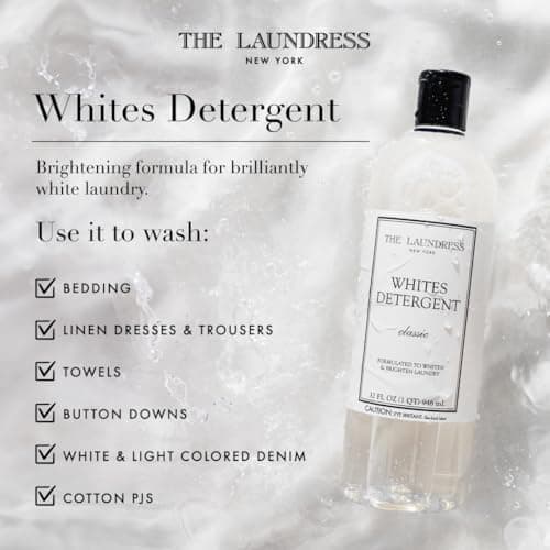 The Laundress Whites Detergent, Concentrated Laundry Detergent Liquid, Whiten & Brighten Clothes, Tough on Stains, Classic Scent, 32 oz.