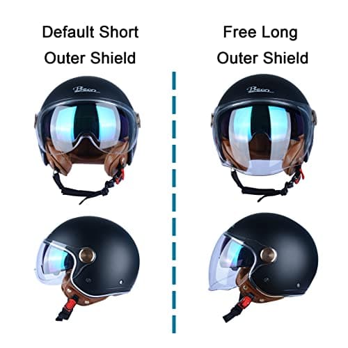 Open Face Motorcycle Helmet for Adults, DOT Approved,3/4 Retro Vespa Helmet, Dual Visors Men's and Women's Motorbike Casco for Moped Cruiser Bobber and Chopper