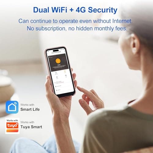 WiFi Wireless Alarm System for Home Security - 24/7 Protection Smart Home Devices 4.3" Touch Screen, GSM/4G+WiFi, App Instant Alerts, No Monthly Fee, Alexa Compatible for Villa, Kids Safety (24 pcs)
