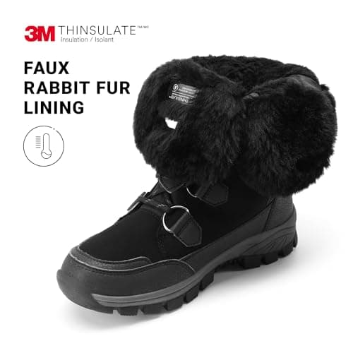 DREAM PAIRS Women's Waterproof Winter Snow Boots, Warm Comfortable Faux Fur Insulated Non-Slip Outdoor Lace-Up Florin Mid Calf Booties