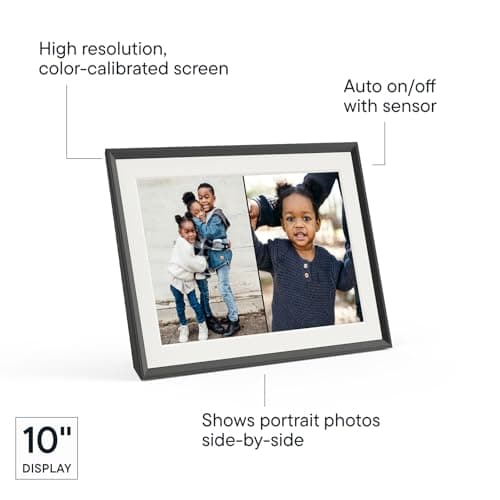Aura Digital HD Picture Frame, Best Frame for Gifting, (10" - Carver Black Mat) B0GMKR3PJ7