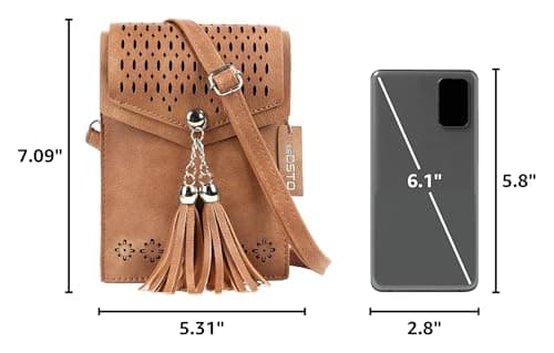 Vintage Tassel Purse: soft leather, fits a large phone, cards & keys —gifts for teen girls, birthday & Christmas seOSTO Small Crossbody Bags for Women, Tassel Purse, Gifts for Teen Girls B073QMXQLW