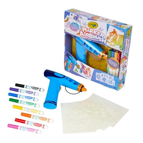 Arts & Crafts Toys for Kids, Birthday, Holiday Gifts for Girls & Boys 6+, Battery-Powered Sprayer Kids Activities Crayola Marker Airbrush Spray Art Kit, 8 Washable Markers, 5 Stencils B0DTB2N2D9