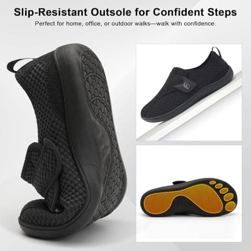 JOINFREE Diabetic Wide Walking Shoes for Women & Men with Adjustable Upper, Zero Drop Non Slip Casual Sneakers Comfortable for Edema, Arthritis, Swollen Feet & Elderly