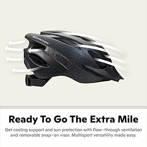 Schwinn Thrasher Helmet for Adults, Size 58-62 cm for Riders Ages 14+, Microshell, Adjustable Dial & Straps, Interior Padding, Air Vents, Lighted or Unlit, Visor, Adult Bike Helmet