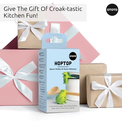 OTOTO New HopTop Frog Spoon Holder for Stove Top - Spoon Rest for Stove Top and Steam Releaser, Cute Kitchen Accessories, Cooking, Cool Gadgets, Fun Kitchen Gifts, White Elephant Gifts
