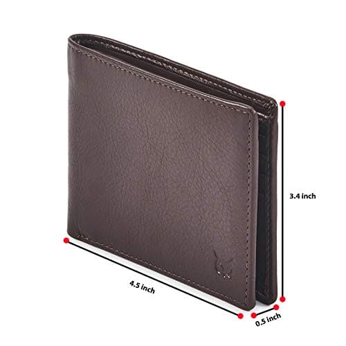 Wise Owl Accessories Real Leather Mens Bifold Wallet RFID Blocking Slim Minimalist Front Pocket - Thin & Stylish with ID Window in Gift Box (Nappa, Chocolate)
