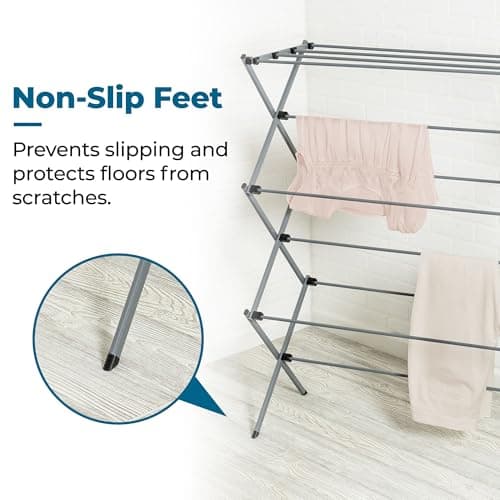 Honey-Can-Do Collapsible Laundry Drying Rack, Sturdy Steel, Foldable & Portable Clothes Drying Rack, Space-Saving Design, Indoor & Outdoor Drying, Ideal for Laundry Room 50lb Capacity, Silver