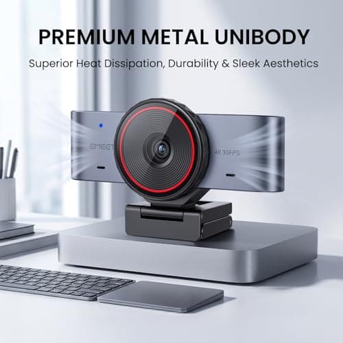 EMEET C960 Ultra 4K Webcam for Mac & PC, 1/1.5" Large Sensor, Metal Body, 0.2s Autofocus, DRC, Whiteboard Mode, Built-in Privacy Cover, 2 Mics, USB Webcam 4K for Meetings, Streaming & Content Creation