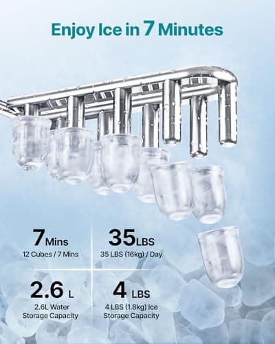 VEVOR Water Dispenser with Ice Maker, 3-in-1 Countertop Water Dispenser, 35 LBS/24H, 12 Cubes/7 Min Fast Ice Making with 4 LBS Storage, Bullet/Crushed ICES & Cold-Water, for Home, Kitchen, Party