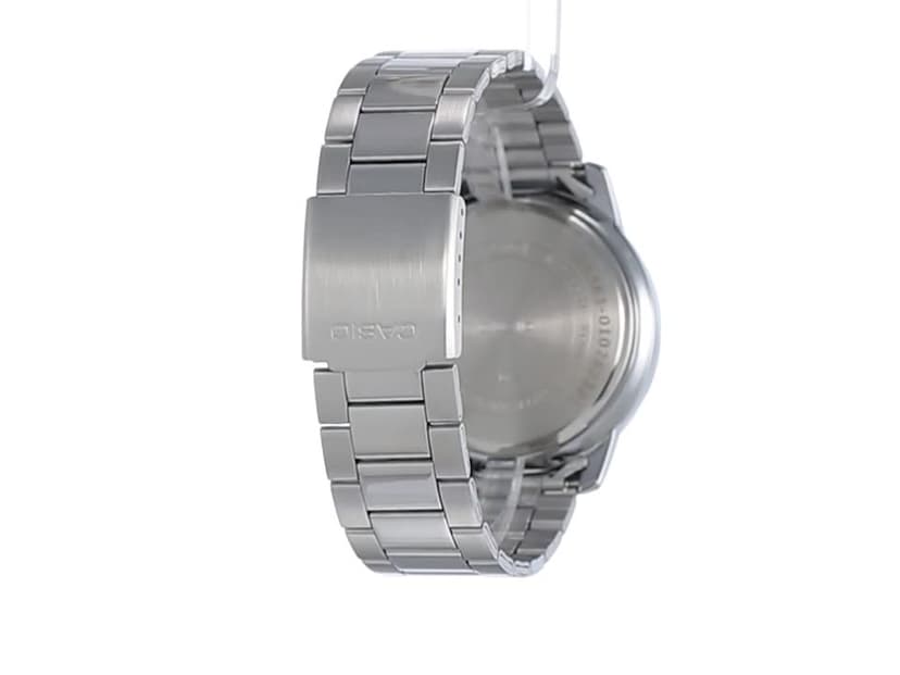 Casio MTP-VD01D-1BV Men's Enticer Stainless Steel Black Dial Casual Analog Sporty Watch, Silver, 48×42×10.7mm, Quartz Movement