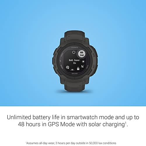 Garmin Garmin Instinct 2 Solar, Smaller-Sized Rugged Outdoor Watch with GPS, with Solar Charging Capabilities, Built for All Elements, Multi-GNSS Support, Tracback Routing and More, Graphite