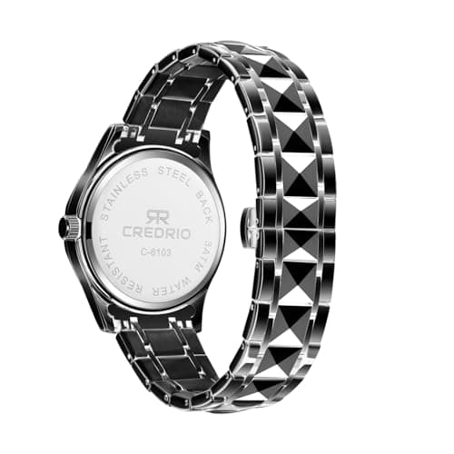 Credrio Watch for Men Stainless Steel Waterproof Diamond Business Dress Analog Quartz Luminous Date Two Tone Luxury Casual Wrist Watch