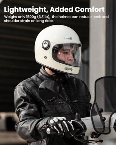 ILM Full Face Motorcycle Helmet Retro for Adult with Visor Vintage Helmets for Cruisers Scooters Mopeds Pinlock Compatible DOT Model Z503