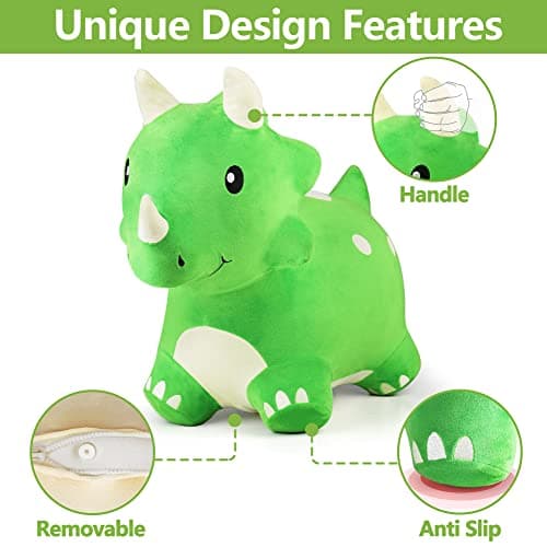 Outside Inflatable Riding Plush Triceratops Bouncing Horse Hopping Toy, Cool Birthday Gifts Age 2 3 4 5 6 Year Old Boy Girl Bouncy Pals Toddler Dinosaur Hopper Toy, Kids Outdoor Ride on Bounce Animal B09B1QZLXW
