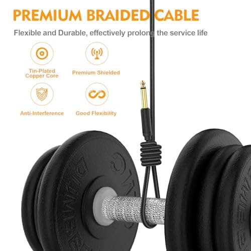 HOSONGIN USB Guitar Cable, Dual USB-C and USB-A Connectors, 16-bit/48kHz High-Fidelity Audio Adapter for Electric Guitar/Bass, Compatible with GarageBand, Audacity, and MacBook, 10 Feet