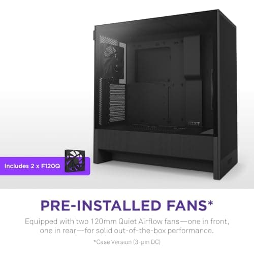 NZXT H5 Flow 2024 - Compact ATX Mid-Tower PC Gaming Case - High Airflow - 2 x 120mm Fans Included - 360mm Front & 240mm Top Radiator Support - Cable Management System - Tempered Glass - Black