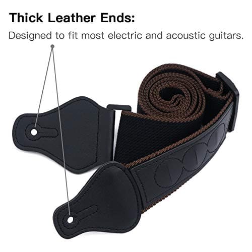 tifanso Guitar Strap, Soft Cotton Straps With 3 Pick Holders, Button Headstock Adaptor, 1 Pair Locks and 3 Picks Set For Electric/Acoustic Guitar