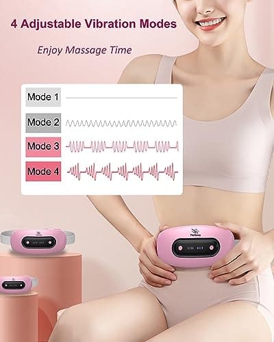 Electric Heating Pad, Portable Cordless Menstrual Heating Pad with 4 Heat Levels and 4 Massage Modes, Fast Large Heating Belly Wrap Belt for Cramps, Back Pain Relief Gifts for Women Girls Her (Pink)