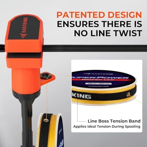 KastKing TrueWind Clamp-On Fishing Line Spooler, Portable Fishing Reel Spooler for Spinning & Baitcasting Reels, No Line Twist, Adjustable Tension, Built-in Line Cutter
