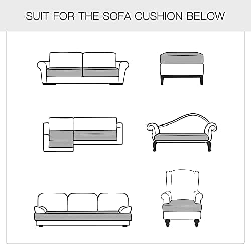 Yates Home PU Leather Couch Sofa Cushion Slipcover Water-Proof Elastic Chair RV Seat Covers Loveseat Sofa Furniture Protector Slip Cover for Settee Seater Replacement in Living Room（Sofa, Black）