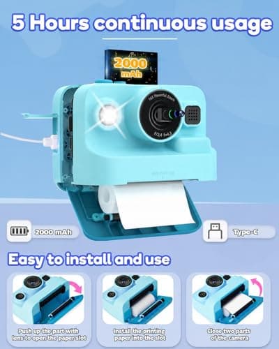 Dylanto Kids Camera Instant Print,1080P Kids Instant Cameras that Print Photos,Christmas Birthday Gifts for Girls Age 3-12,Portable Toy for 3 4 5 6 7 8 9 10 Year Old Girls Boys-Blue B0CQRFSFL6