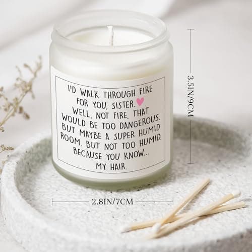 Funny Sister Gifts, Sister Birthday Gifts Ideas- Handmade Lavender Natural Soy Wax Candle (7oz)- Sisters Gift from Sister Brother for Graduation, Birthday, Christmas, Mothers Day, Sis Candle