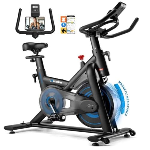 Exercise Bike for Home – 350LB Magnetic Resistance Indoor Cycling Bike, Silent Stationary Spin Bike with App Sync, Adjustable Seat, LCD Monitor, Smooth & Quiet for Cardio Workout