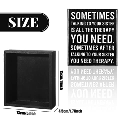 Jetec Funny Sister Gifts Sometimes Talking to Your Sister Is All the Therapy You Need Wood Sign 5.9 x 5.1 Inch Funny Plaques with Sayings Decorative for Christmas Home Decor
