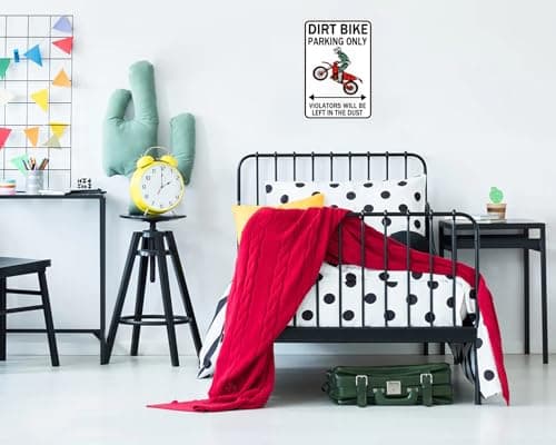 Dirt Bike Accessories Boys Motorcross Gifts Funny Dirty Bike Parking Only Vintage Tin Sign for Man Cave Boy's Room Garage Wall Decor 8x12 Inch (3064)