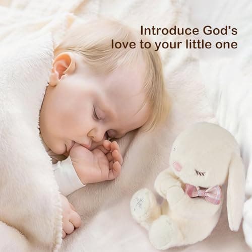 MyMateZoe Baptism Gifts for Girl, Great Christening, Dedication and Baptism Gift Set for Girl and Newborn Baby, Includes 7" Praying Bunny Plush Toy and Let Us Pray Baby Book in Keepsake Gift Box B0FP4P46HC