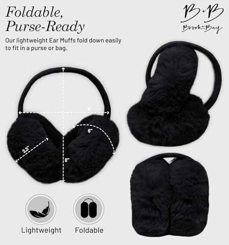 Brook + Bay Ear Muffs Winter Women - Winter Ear Muffs for Women - Adjustable Fluffy Folding Earmuffs - Women's Earmuffs