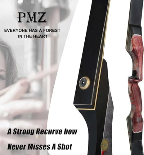 PMZ Recurve Bow and Arrow Set, Newset Professional Aldults Archery Hunting Bow Kit, 60'' Wooden Takedown Bow, for Youth Beginners to Advanced Outdoor Practice & Hunting, Right Hand, 20-60 lbs