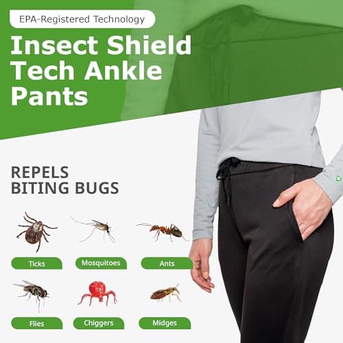 Insect Shield Women's Tech Ankle Pants - Casual Knit Pants with Built-in Permethrin Tick, Mosquito & Biting Insect Protection
