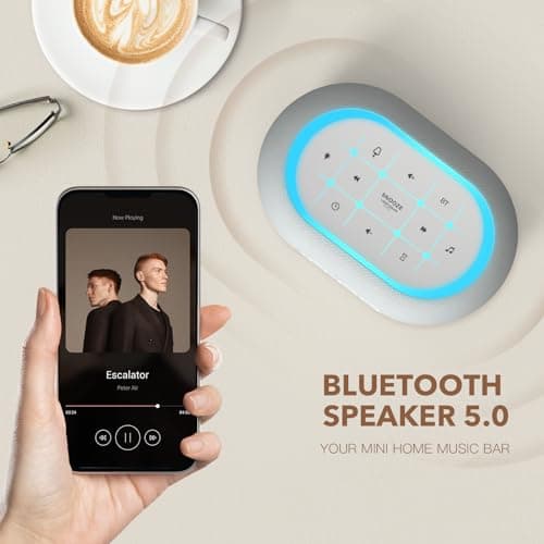 ANJANK White Noise Sound Machine Alarm Clock with Bluetooth Speaker, 21 Relaxing Sounds, 7 Night Lights,0-100% Dimmer/Sleep Timer/30-Level Volume Control,Sound Machine for Kids Adults Sleeping,Bedroom