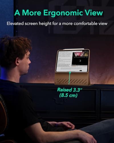 ESR for iPad Pro 11 Inch Case (2022/2021/2020/2018, 4th/3rd/2nd/1st Generation), Removable Magnetic Cover, Adjustable Portrait/Landscape Stand with Raised Display View, 9 Standing Angles, Brown