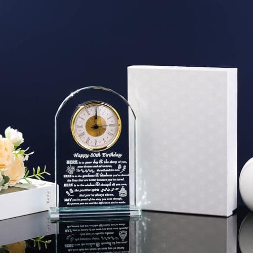 Movdyka 80th Birthday Gifts for Women Men - Crystal Clock Gifts Personalized 1944 80 Year Old Birthday Present for Her Him - Happy 80th Birthday Gifts Ideas for Mom Dad Unique