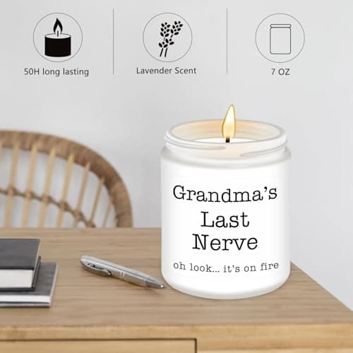 Homsolver Gifts for Grandma from Granddaughter Grandson, Christmas, Birthday, Mother and Grandparents Day, Lavender Scented Candles, Grandma’s Last Nerve