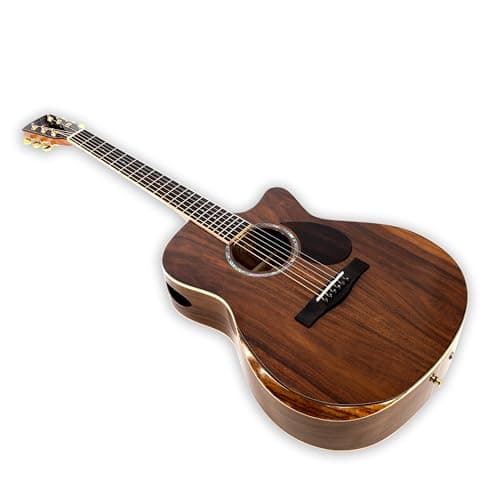 TARIO 41'' Electric Acoustic Antique Guitar Solid Acacia Top Acacia Back and Sides Mahogany Neck