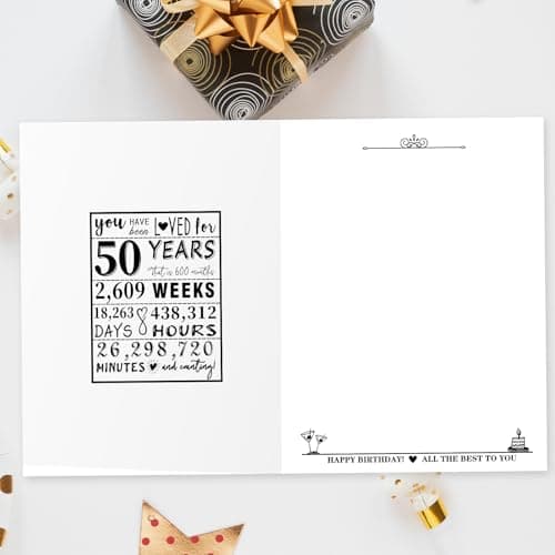 Asmallgf Large 50th Birthday Card Gift for Women Men, Best Fifty Years Old Bday Card for Mom Dad, Happy Turning 50 Birthday Gift Ideas for Godmother Godfather