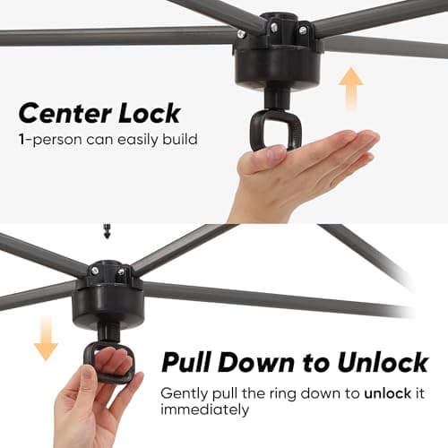GDY 10x10 Pop Up Canopy Tent with 4 Sidewalls, Easy Set up with One Push Lift Outdoor Silver Coated Beach Gazebos, Carpas with 4 Sandbags, for Events, Parties,Camping, Black.
