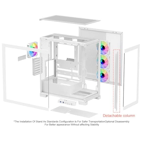SAMA NEVIEW 4503 Mid Tower PC Case with Dual Tempered Glass Panels, 4×120mm ARGB Fans Pre-Installed, High Airflow ATX PC Case for Case PC Gaming, USB 3.0×2, Type-C Port, Supports Top 360mm AIO – White
