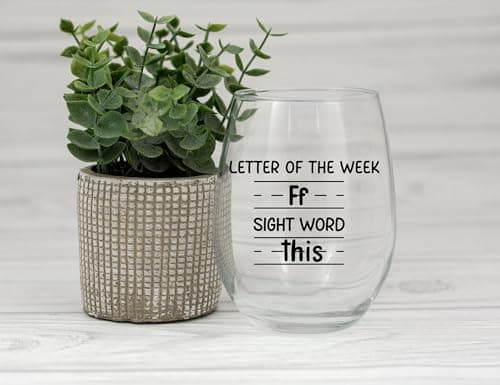 Sight Words 15 oz Wine Glass - Teacher Appreciation Gifts - Best New Teacher Gift Idea for Women, Funny Back to School Present from Students, Thank you Gifts for Coworker Retirement Birthday Christmas
