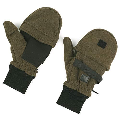 Flammi Men's Convertible Gloves, 3M Thinsulate Thermal Polar Fleece Mittens with Flip-Thumb for Hunting, Hiking, Fishing