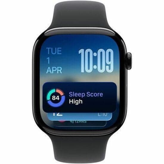 Apple Watch Series 11 [GPS 42mm] Smartwatch with Jet Black Aluminum Case with Black Sport Band - S/M. Sleep Score, Fitness Tracker, Health Monitoring, Always-On Display, Water Resistant