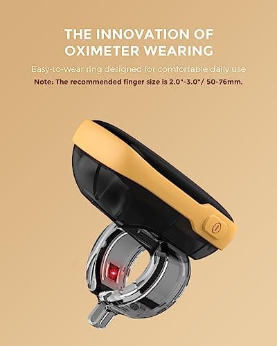 Vibeat Pulse Oximeter for 12 Hours Continuous Tracking, WearO2 Bluetooth Finger Oxygen Monitor, Notification of Low O2, Wearable Ring Blood Oxygen Meter, Free App & PDF Report