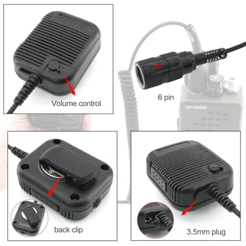 6 Pin PTT Adapter Handheld Microphone Shoulder Speaker Compatible with PRC152/163 Two Way Radio
