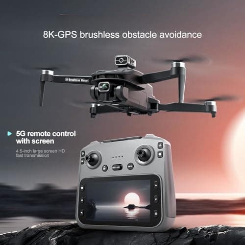 GPS Drone with 4K Camera, 4.5" LCD Display Screen Controller- 3,280ft RC Range, Auto return, Follow Me, Go Home, Gesture Control, One Key Takeoff/Landing, Altitude Hold,led Light ，Professional Quadcopter for Aerial Photography Control and Video Recording, Sports Racing Car Appearance, Adult Beginner-Friendly FPV RC Quadcopter For Kids 8-12
