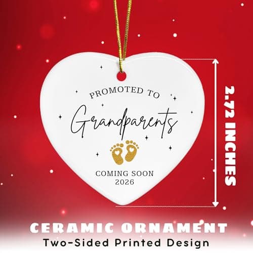 Grandparents Gifts - First Time Grandparents Gifts for Grandma, Grandpa - Baby Pregnancy Announcement Ornament for New Grandma - Grandpa to Be Ornaments 2026 - Ceramic Hanging Ornament
