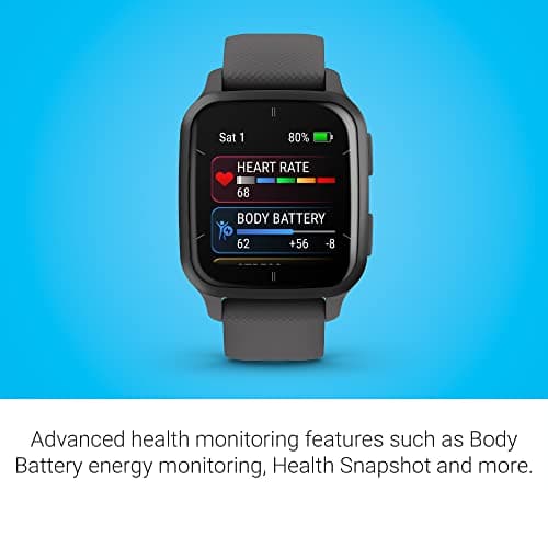 Garmin Venu® Sq 2 GPS Smartwatch - AMOLED Display, All-Day Health Monitoring, Long Battery Life, Activity & Heart Rate Tracker, Slate and Shadow Gray
